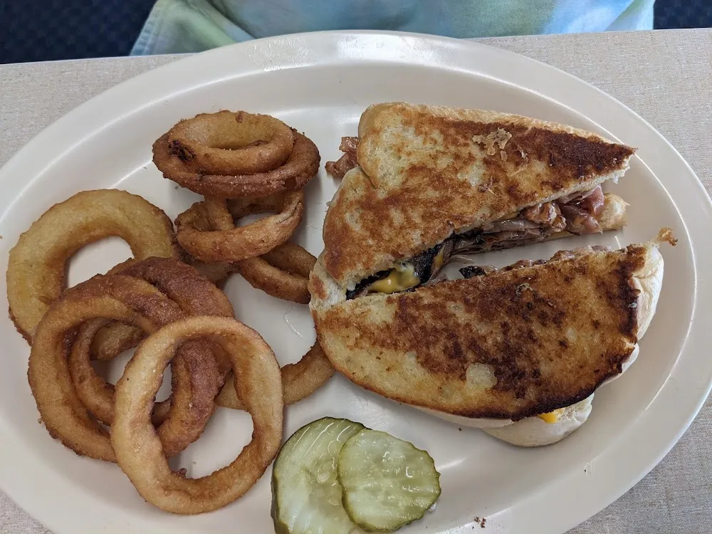 Grilled Ham and Cheese with Onion Rings